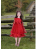 Red Lace Tulle Frill Stylish Flower Girl Dress